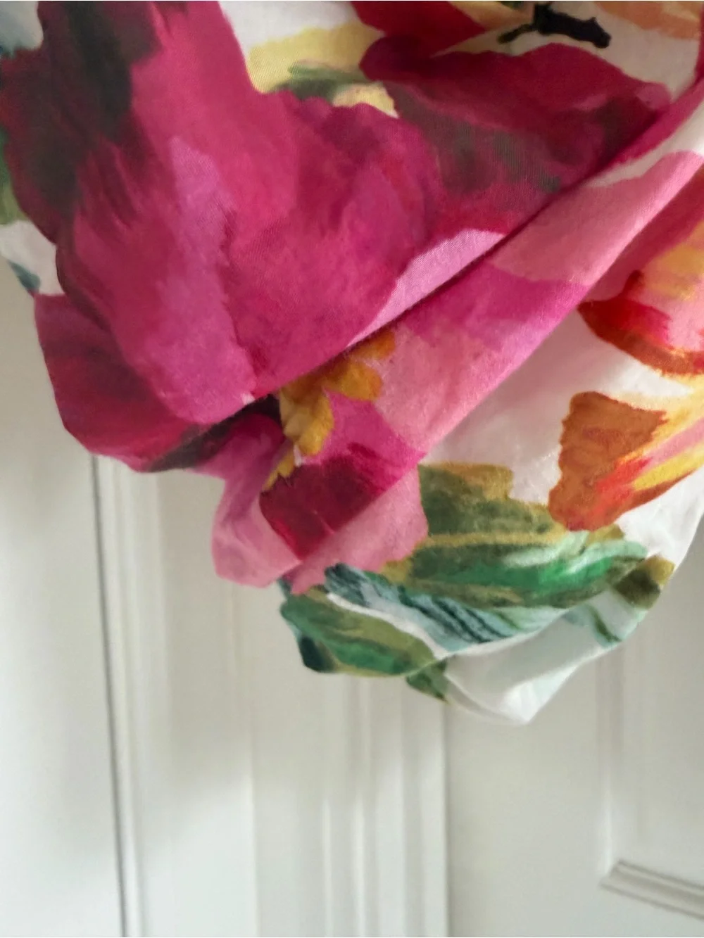 FARM Rio Pink & Green Floral Puff-Sleeve Blouse, size XL